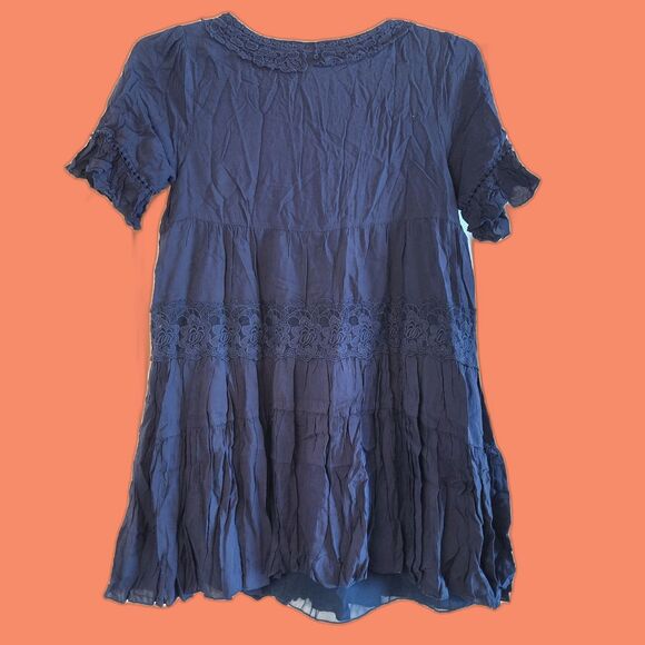 Altar'd State Navy Blue Minimalist Boho Babydoll Top S Crochet Festival Y2K - Picture 2 of 9